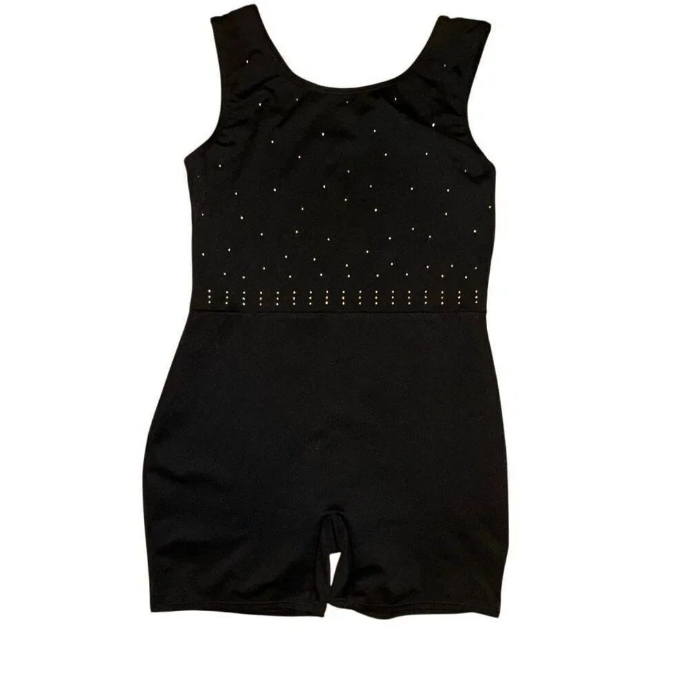 Cat& Jack oneβpiece leotard sz 14 rhinestone black shirts built in